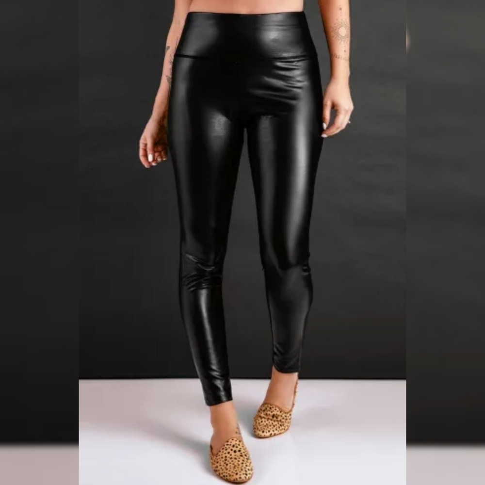 Heimish Pleather Vegan Leather High Waisted Leggings Black Brand New Size 3X‎